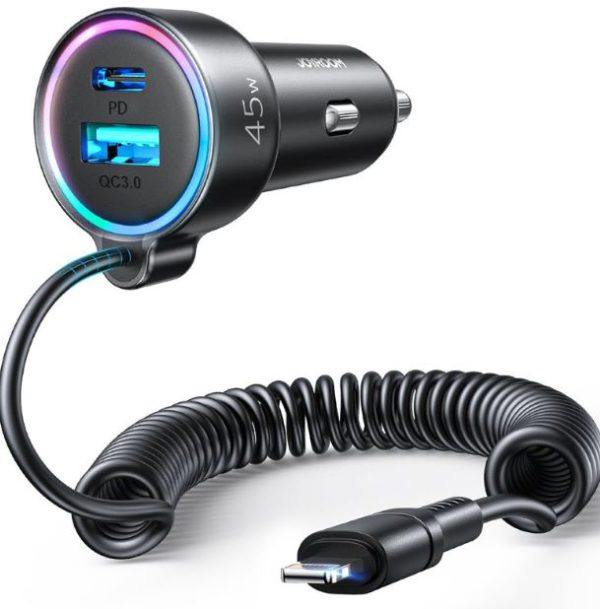 Joyroom JR-CL08 3-in-1 Wired Car Charger with Lightning iPhone Cable