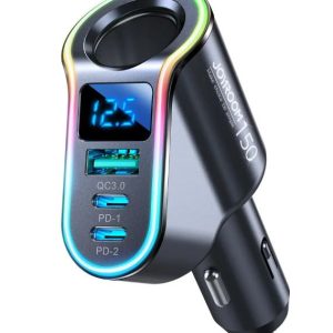 JOYROOM JR-CL21 150W 4 in 1 Cigarette Lighter Car Charger with LED Digital Display