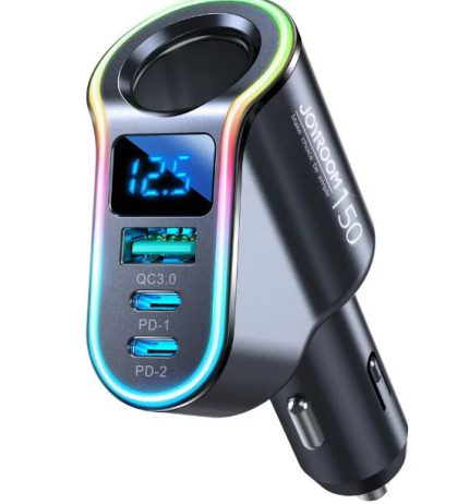 JOYROOM JR-CL21 150W 4 in 1 Cigarette Lighter Car Charger with LED Digital Display