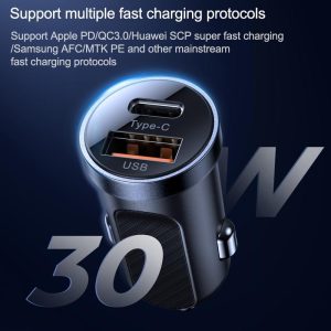 JOYROOM C-A08 QC3.0+PD Mini 30W Dual USB Ports Fast Charging Smart Car Charger