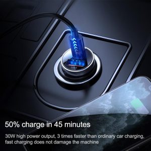 JOYROOM C-A08 QC3.0+PD Mini 30W Dual USB Ports Fast Charging Smart Car Charger