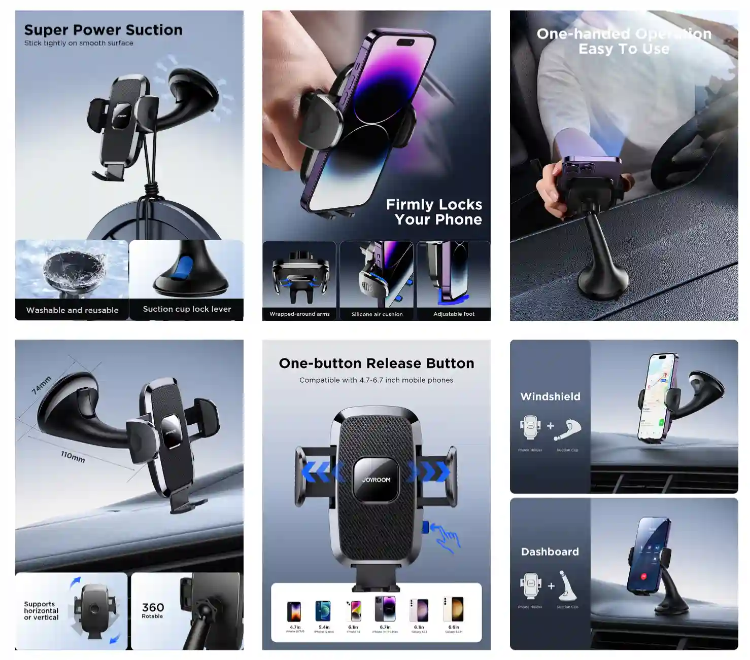 JOYROOM JR-ZS259 360-degree Rotating Mechanical Dashboard Car Holder 1 Compact and lightweight JOYROOM JR-ZS259 mobile holder