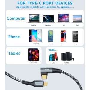 JOYROOM Type-C to Type-C 100W 5A Cable Elbow Data Cable