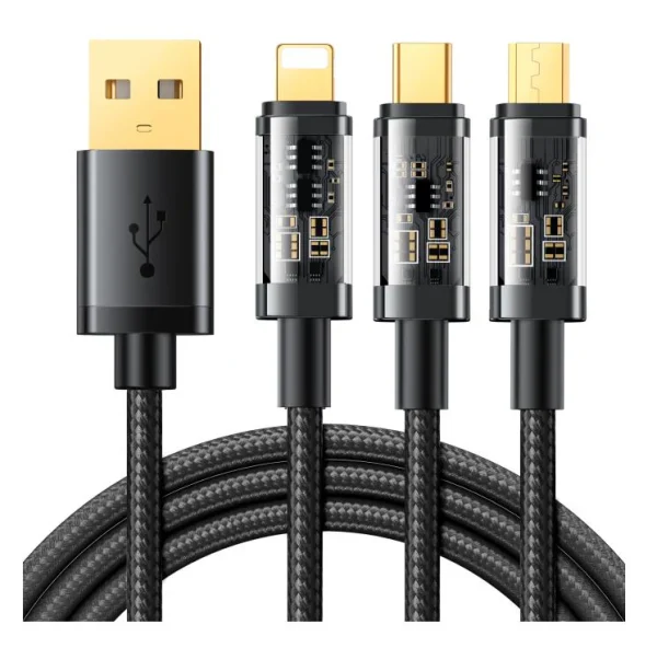 JOYROOM S-1T3015A5 3.5A 3-in-1 usb to Lightning+Type-C+Micro Charging cable 1.2m