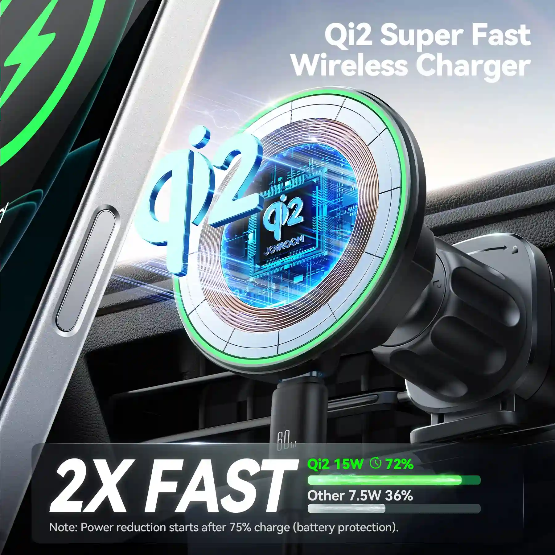 Joyroom JR-ZS412 Magnetic Wireless Car Charger Holder 3 Wireless charging with Joyroom JR-ZS412 Magnetic Wireless Car Charger Holder