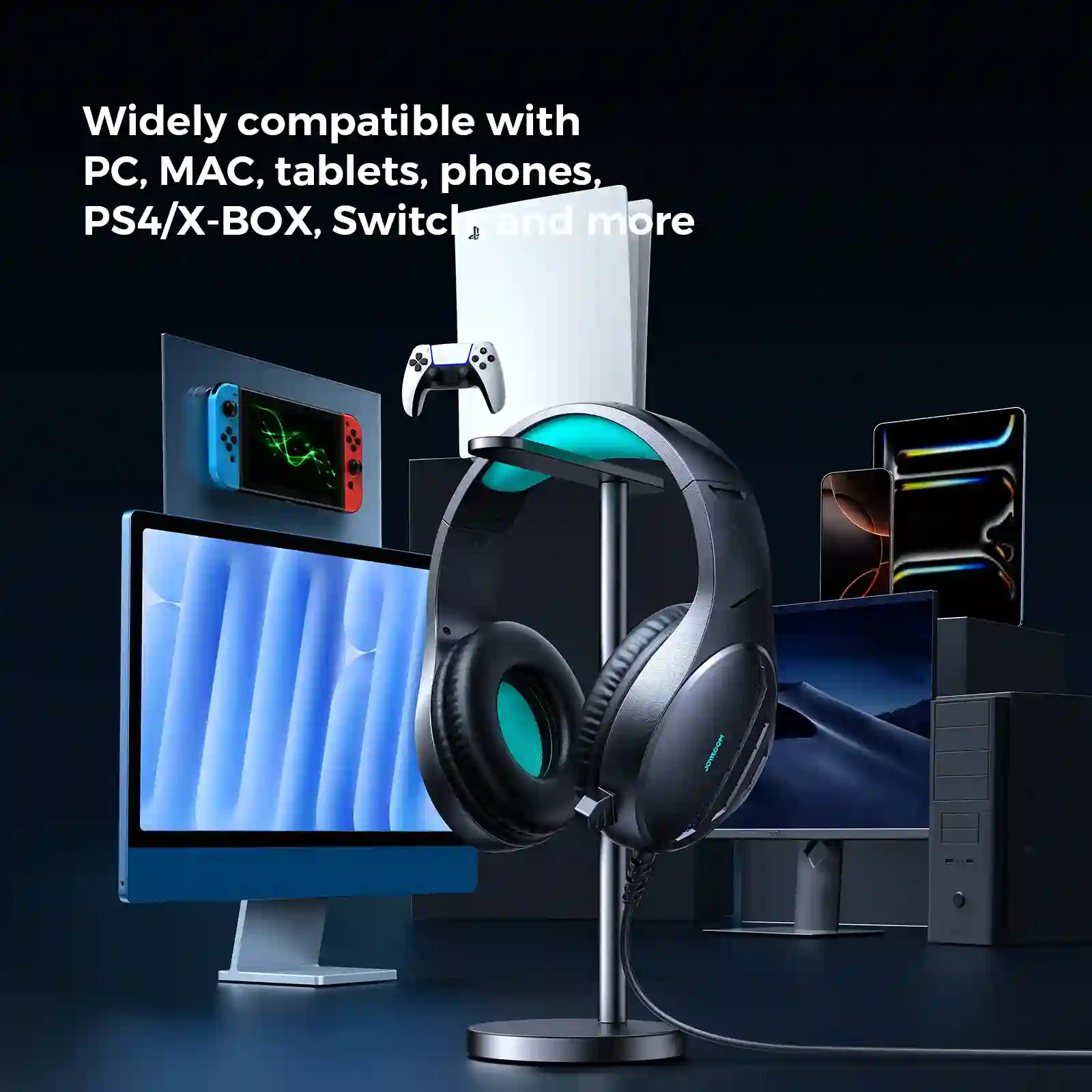 Side view of JOYROOM JR-HG2 headset with 50mm speaker driver