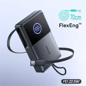 JOYROOM JR-PR1 Power Bank 10000mAh 22.5W with Built-In Retractable Cable 3 JOYROOM JR-PR1 close-up of digital battery indicator