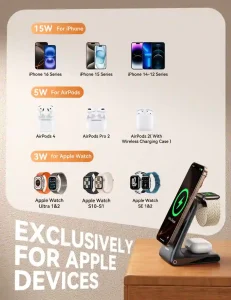 JOYROOM JR-W15 3 in 1 Magnetic Wireless Charging Phone Holder 4 JOYROOM JR-W15 showing nightstand mode support