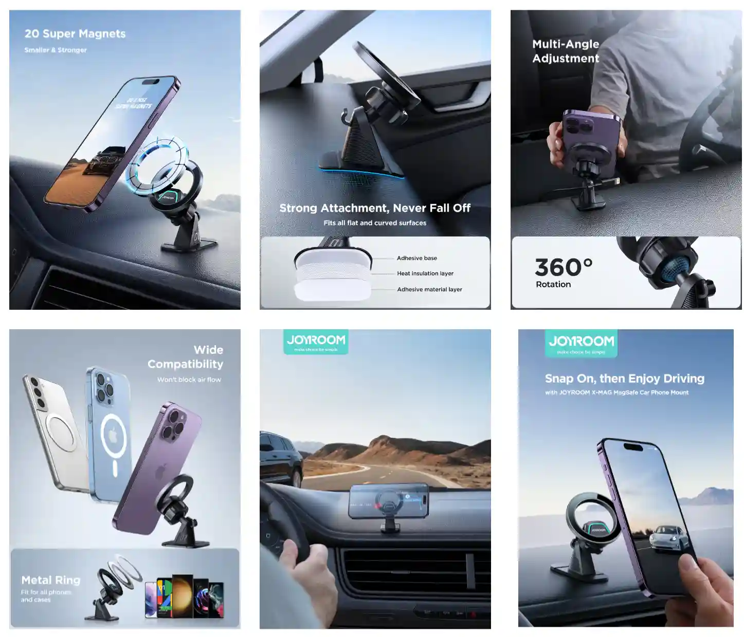 JOYROOM JR-ZS376 Magnetic Car Phone Mount stylish interior fit