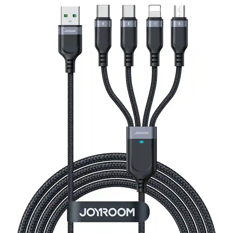 Joyroom-S-A18-Multi-Use-Series-4-in-1 (1) Joyroom S-A18 Multi-Use Series 4 in 1 Cable USB-A To Lightning+Dual Type-C+Micro cable 1.2m