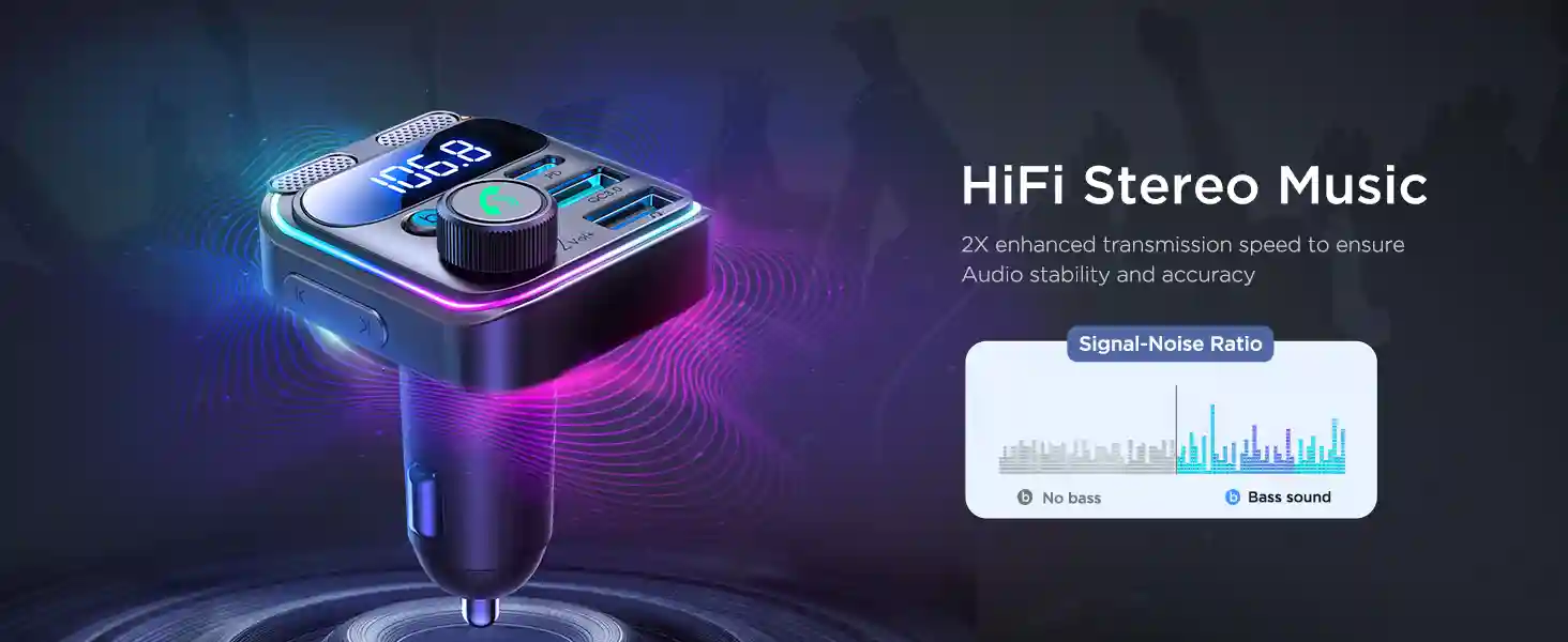 JOYROOM JR-CCB01 81W Dual-Mic Car Wireless FM Transmitter hands-free call function