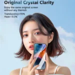 Close-up of JOYROOM JR-MQS0608 iPhone 17 Pro Max Silk Printing Screen Protector on display