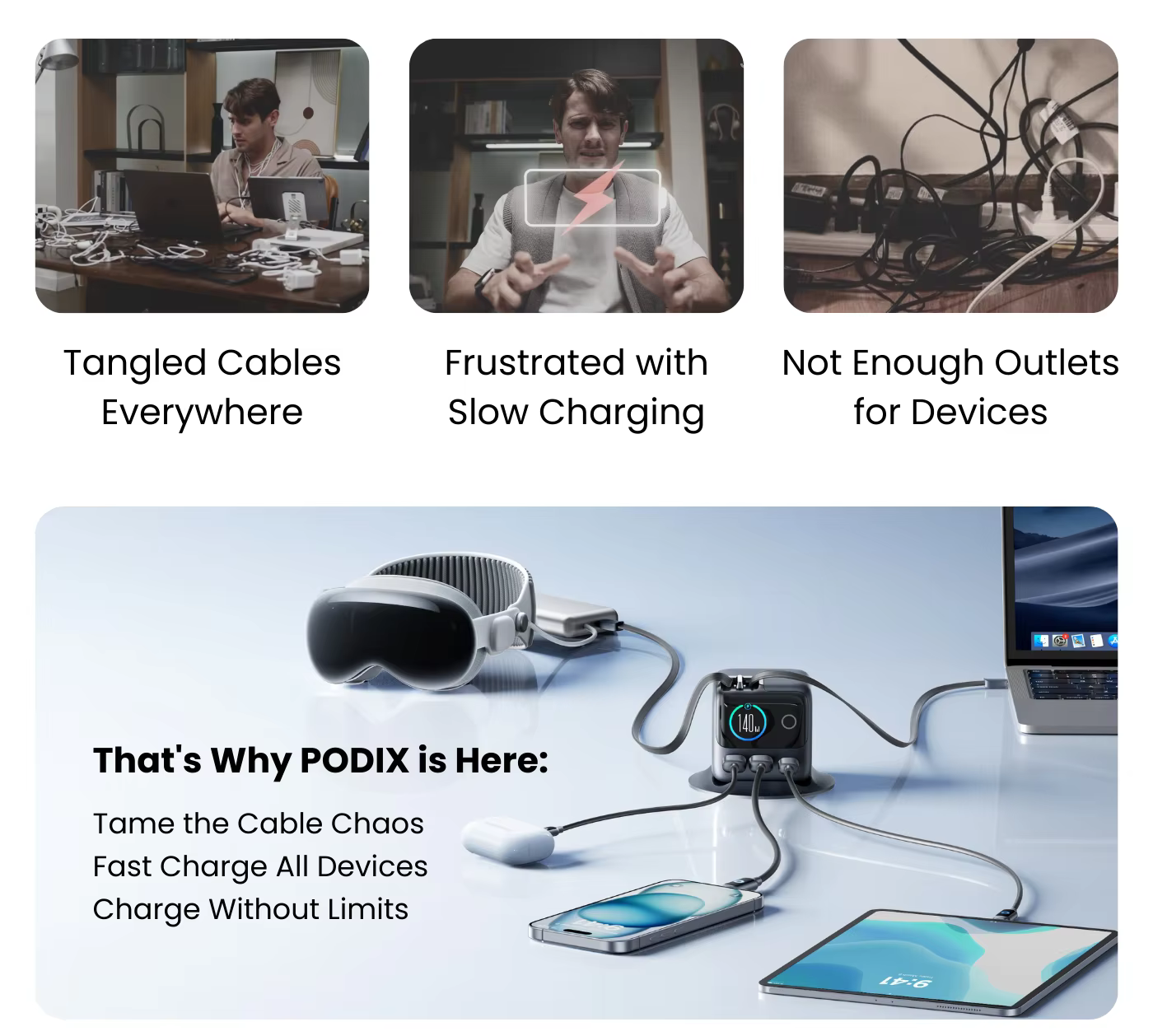 JOYROOM JR-TRD01 PODIX 140W 5-Port GaN Charger – Multi-Function USB Charging Station for Home/Office 2 JOYROOM PODIX 140W GaN Charger with USB-C and USB-A ports