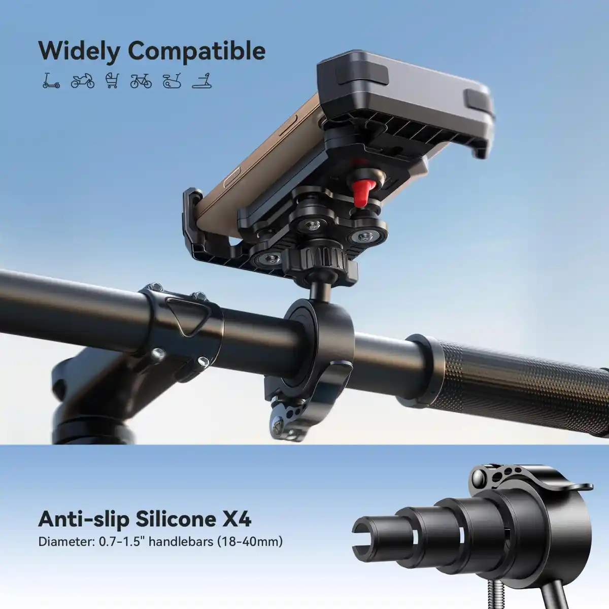 Joyroom JR-ZS428 Shockproof Bike Phone Mount – Dual Anti-Vibration Motorcycle & Bicycle Handlebar Holder (2025 Upgrade) 4 Joyroom JR-ZS428 Shockproof Bike Phone Mount anti-vibration design