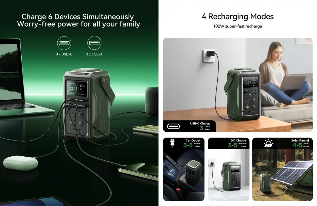 JOYROOM 75000mAh 100W Power Bank JR-PBF10 multi device charging power station for travel and camping