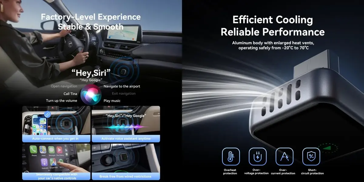 JOYROOM wireless CarPlay adapter JR-CP3 for stable Bluetooth 5.4 smart driving experience