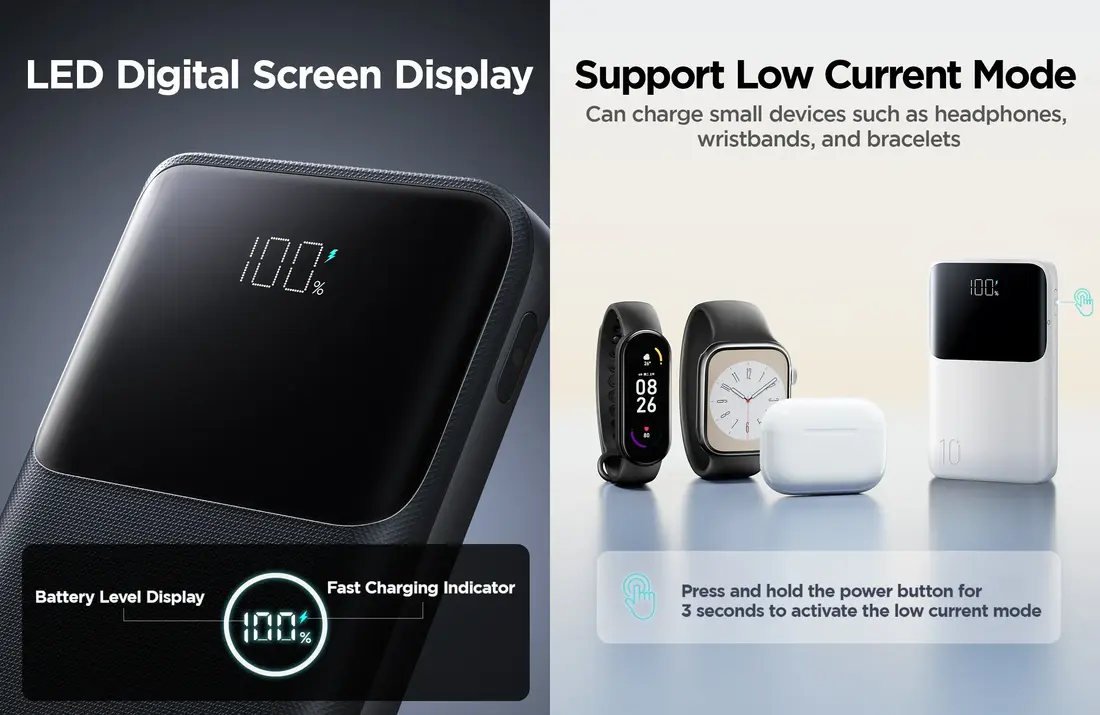 10000mAh mini power bank for smartphones earbuds tablets and everyday travel charging needs