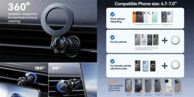 JOYROOM magnetic car phone holder JR-ZS345 with strong air vent clip for stable driving support