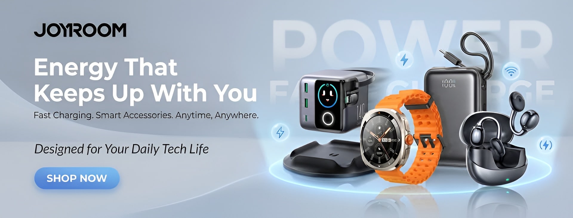 JOYROOM JR-PC2 20000mAh 22.5W fast charging power bank with built-in 3 cables and digital LED display