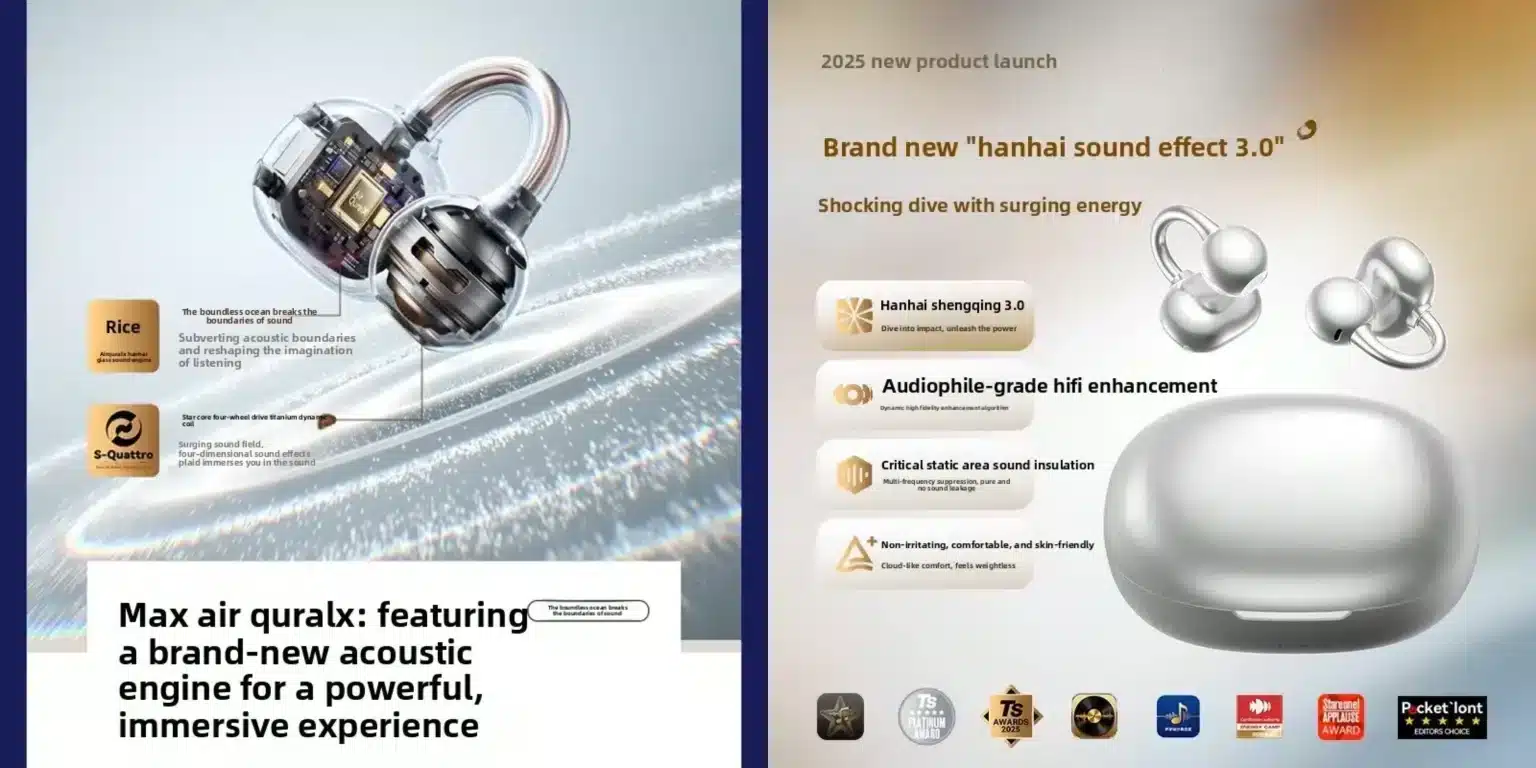 JOYROOM Openfree OE2S open-ear clip-on earbuds with dynamic drivers and touch control